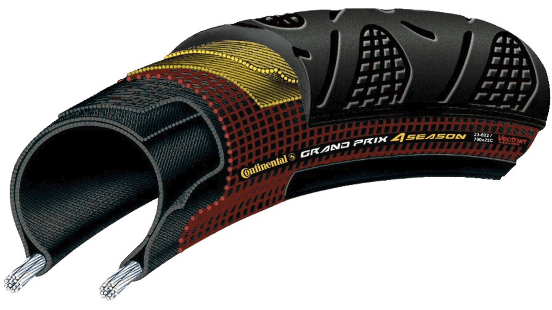 Pneu de course Grand Prix 4 Season Pneus vélo de course 28 pouces noir/